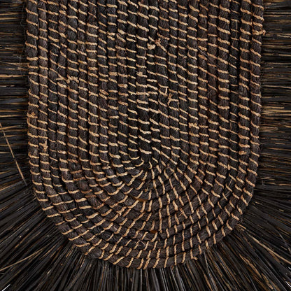 Grass wall circle, woven, 74 cm, black - handmade