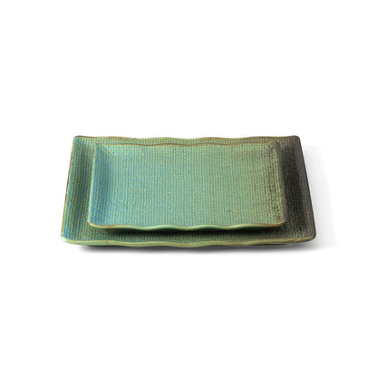 Ceramic square dinner plate, 20 cm - lagoon