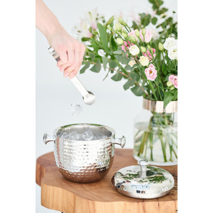 Stainless steel ice bucket Rico, 21 cm - hammered with accessories