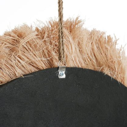Græsspejl, rundt, 85 cm - ramme i naturfibre