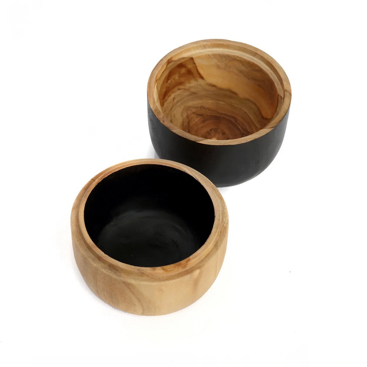 Wood double bowl 12×14 cm - round, tall form