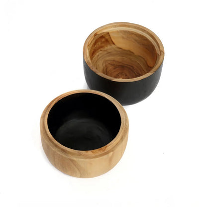 Wood double bowl 12×14 cm - round, tall form