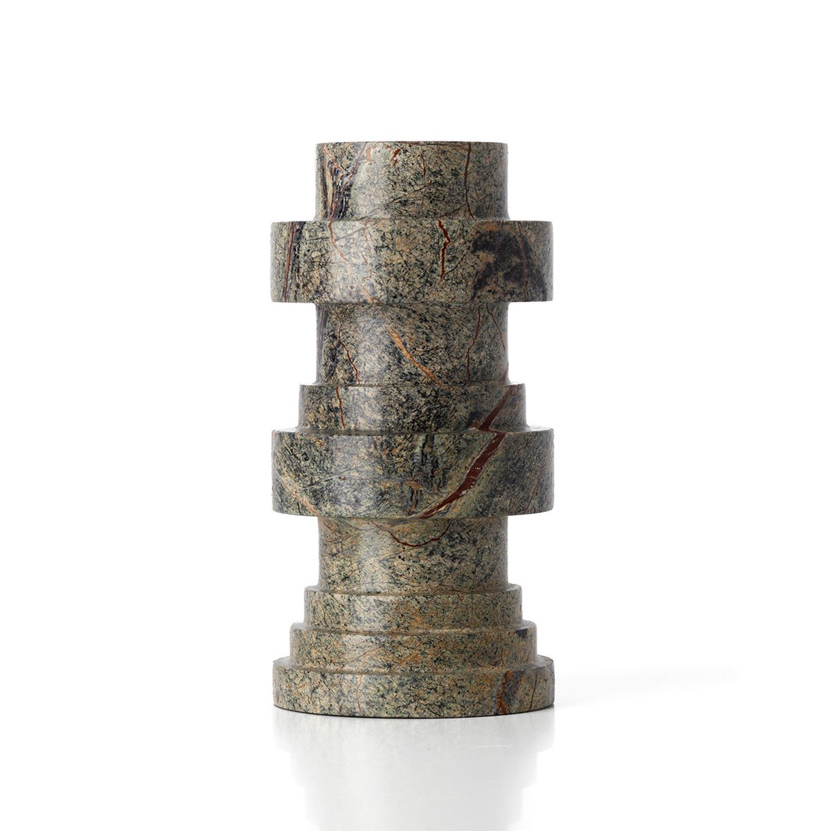 Bidasar lysestage i marmor, 20 cm - grøn totemform