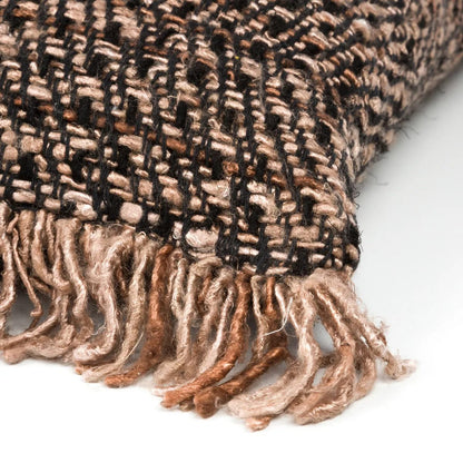 Handgefärbter Baumwoll-Kissenbezug 60×60 cm – Schwarz und Kupfer