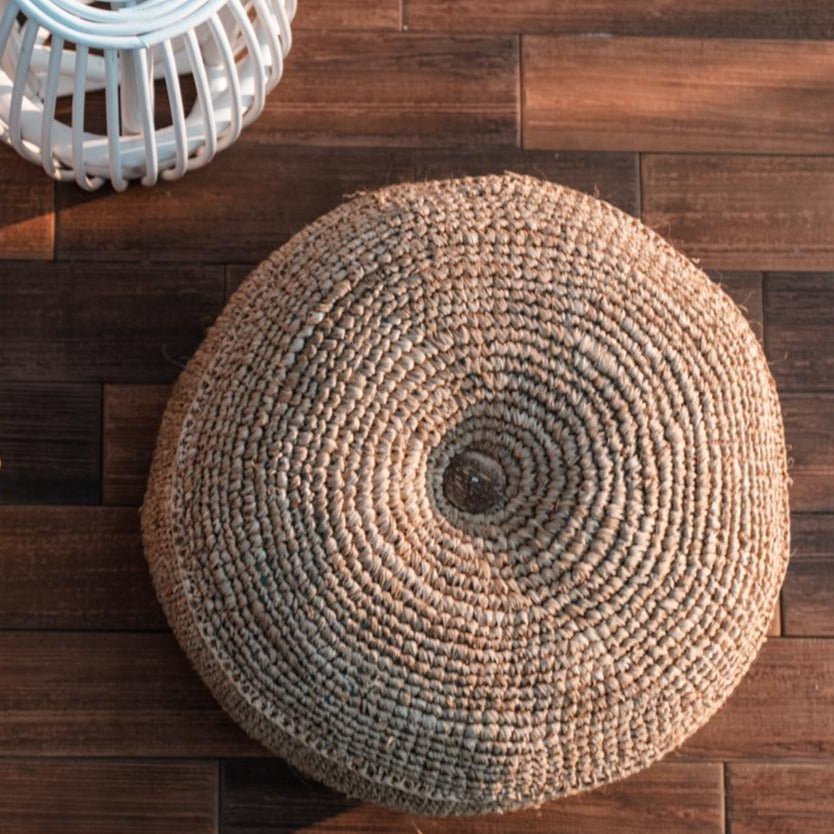 Raffia puf TELU Ø60 cm - kokosfiber & bomuldsfyld