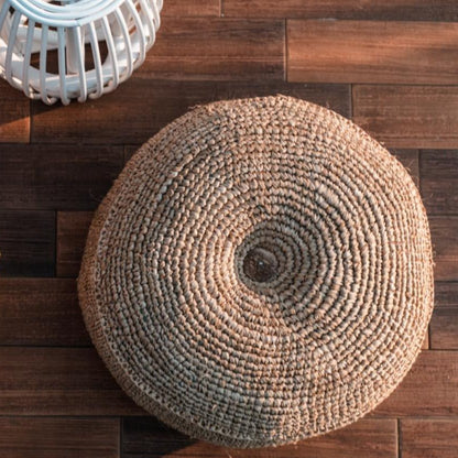 Raffia puf TELU Ø60 cm - kokosfiber & bomuldsfyld