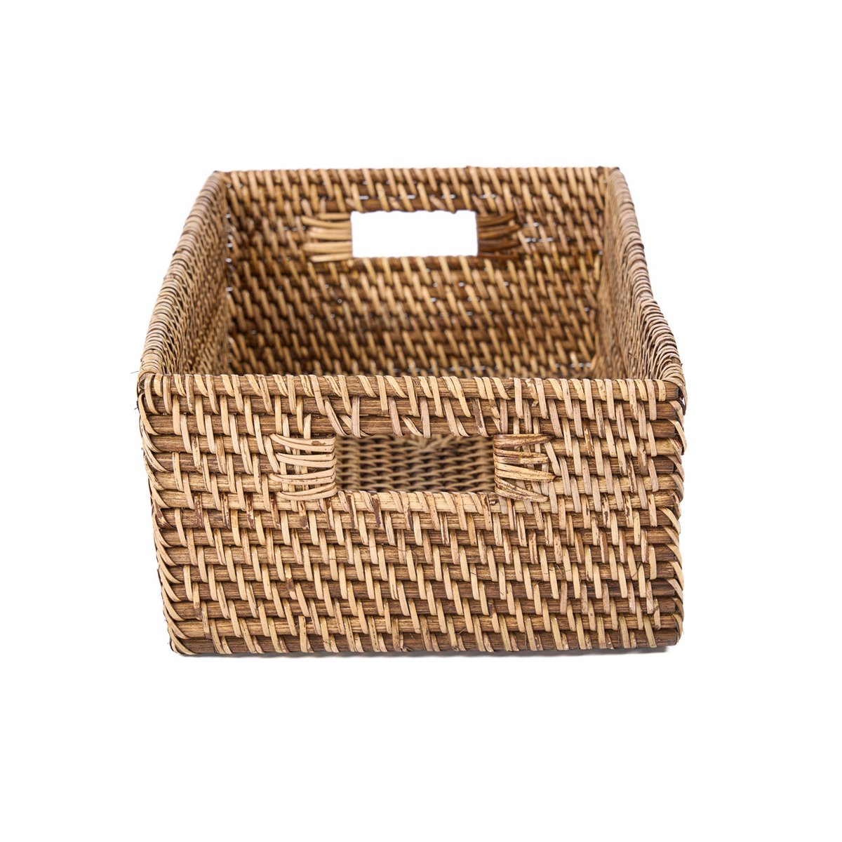 Rattan opbevaringsboks, rektangulær - naturlig brun
