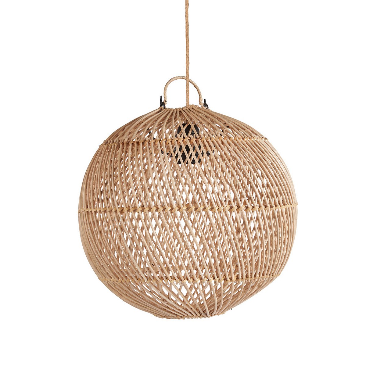 Handgewebter Rattan-Kugel-Pendelschirm 30 cm – natur, klein