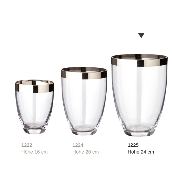 Håndpustet glasvase Charlotte, 24 cm - platinrand
