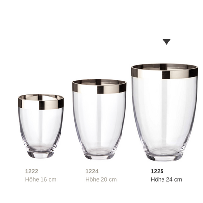 Håndpustet glasvase Charlotte, 24 cm - platinrand