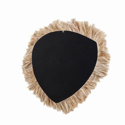 Rundt spejl med græskant, stort - Beige