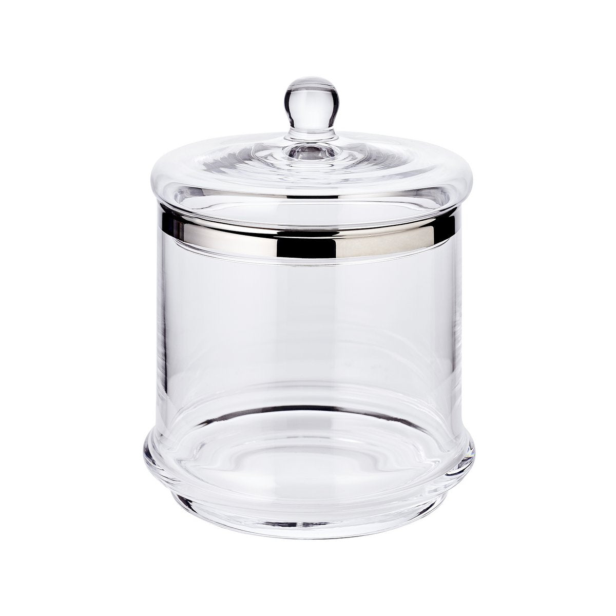 Handgeblasene Glasdose Lia, 29cm mit Deckel – Platinrand