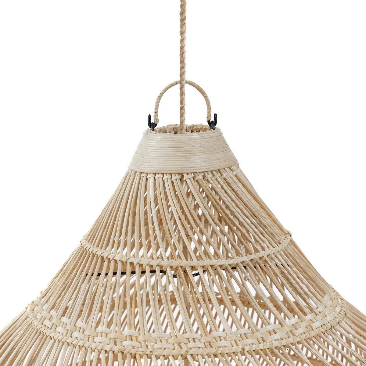 Rattan-Pendelleuchte in Tropfenform – 80 cm breit, 77 cm hoch