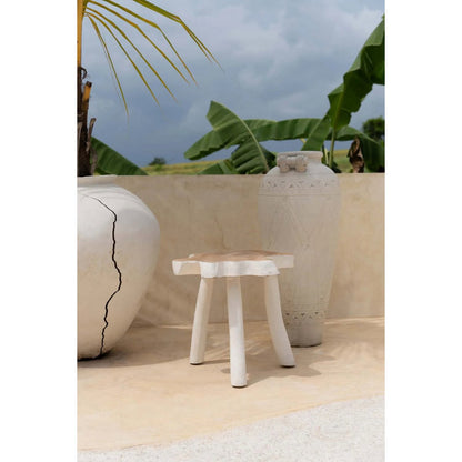 Organisk træ sidebord 45×40 cm - naturhvid, Indonesien