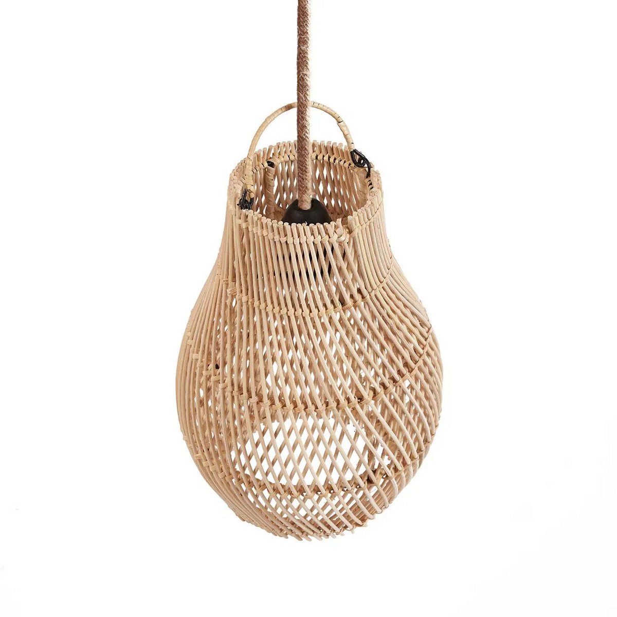 Rattan pendelskærm, pæreformet - Lille