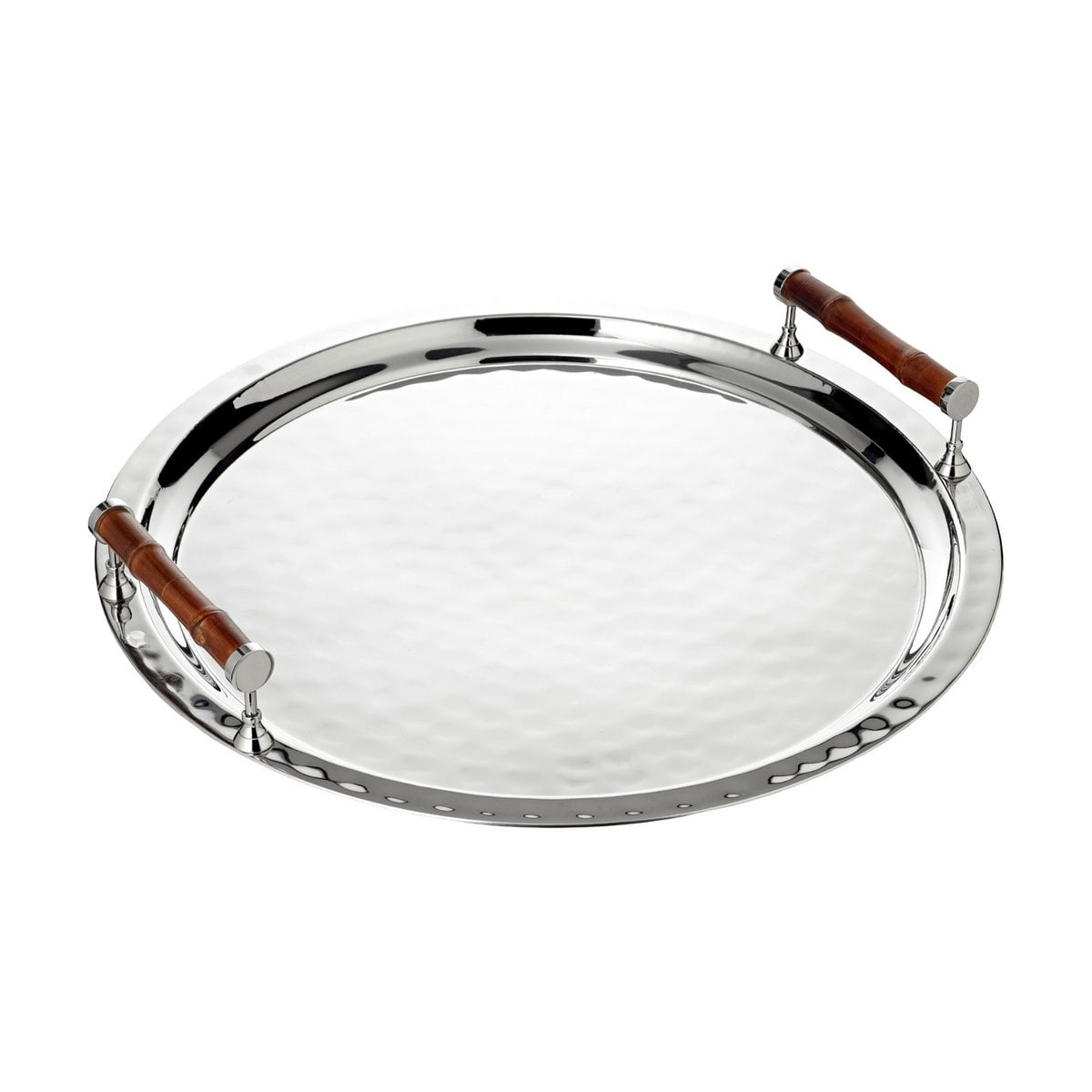 Bambus-Rundtablett Ø47 cm, Rand vernickelt