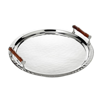 Bambus-Rundtablett Ø47 cm, Rand vernickelt