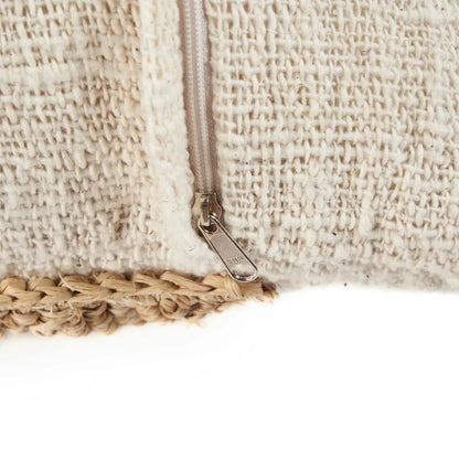 Raffia and cotton cushion cover – 50×50 cm
