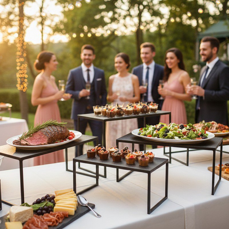Schwarzes Metall-Buffet-Ständer-Set, 3-teilig – rechteckig