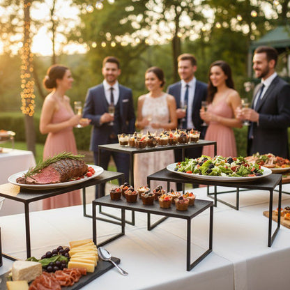 Schwarzes Metall-Buffet-Ständer-Set, 3-teilig – rechteckig