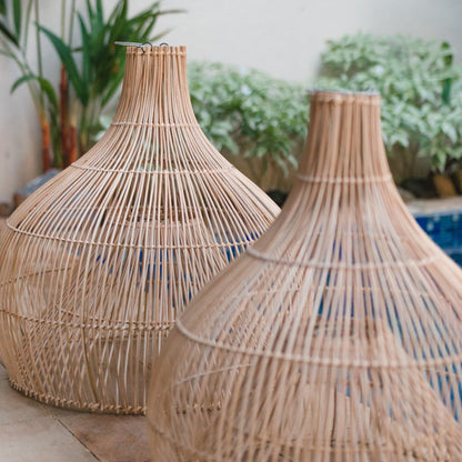 Rattan & metal pendant shade ALAM 40 cm – Indonesian craft