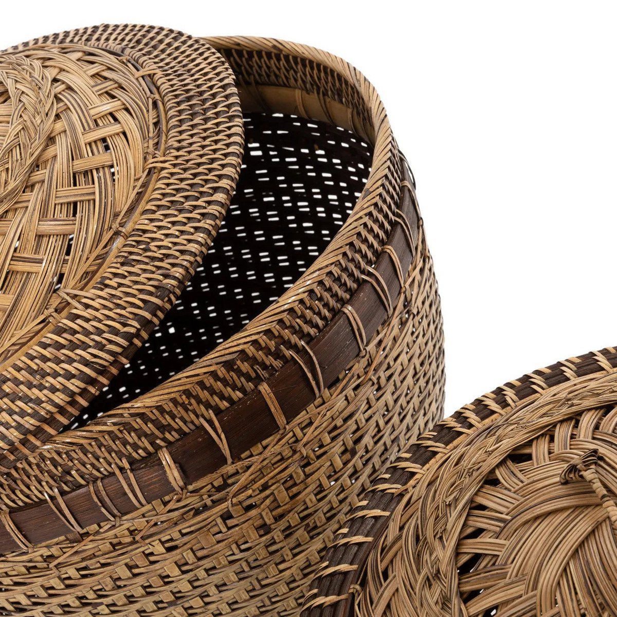 Rattan storage basket, large round – natural brown
