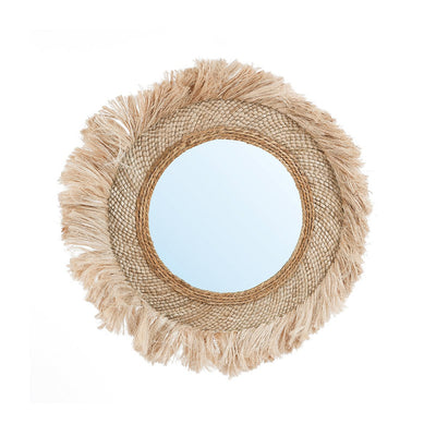 Gras-Spiegel, rund, 85 cm - Naturfaserrahmen