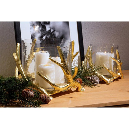 Aluminiumlaterne Kingston, Geweih-Design, 25 cm - gold