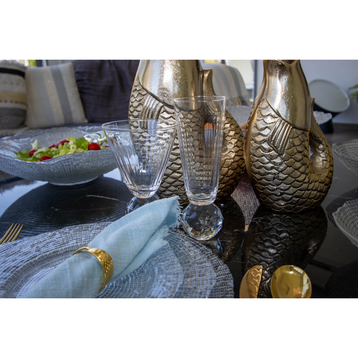 Champagnergläser mit Diamantfuß, 4er-Set