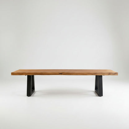 Teakbank mit Eisenbeinen, 220 cm – Altholz