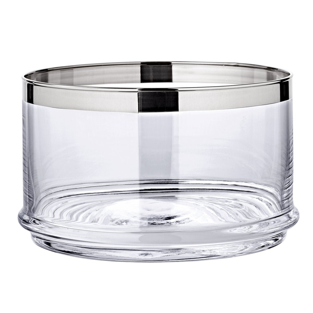 Håndblæst glasskål Vigo, 18 cm – platin kant