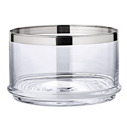 Håndblæst glasskål Vigo, 18 cm – platin kant