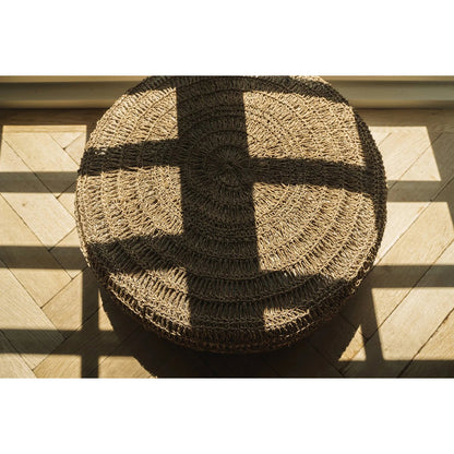 Seegras handgewebter Pouf – Natur M