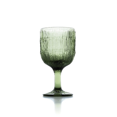 Grünes Weinglas aus Glas 16 cm – gewellte Textur