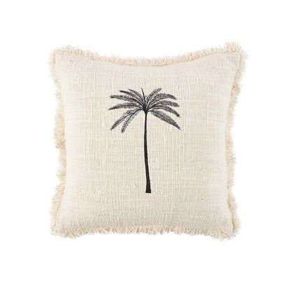 Cotton cushion cover 50×50 cm – palm leaf, natural black