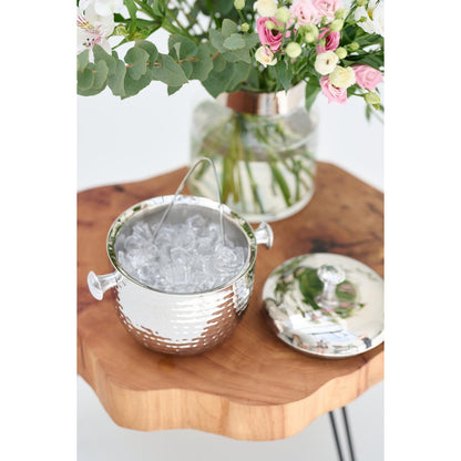 Stainless steel ice bucket Rico, 21 cm - hammered with accessories