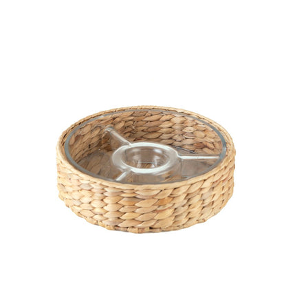 Aperitif-Set aus Glas und Rattan 28 × 28 cm – 3 Fächer