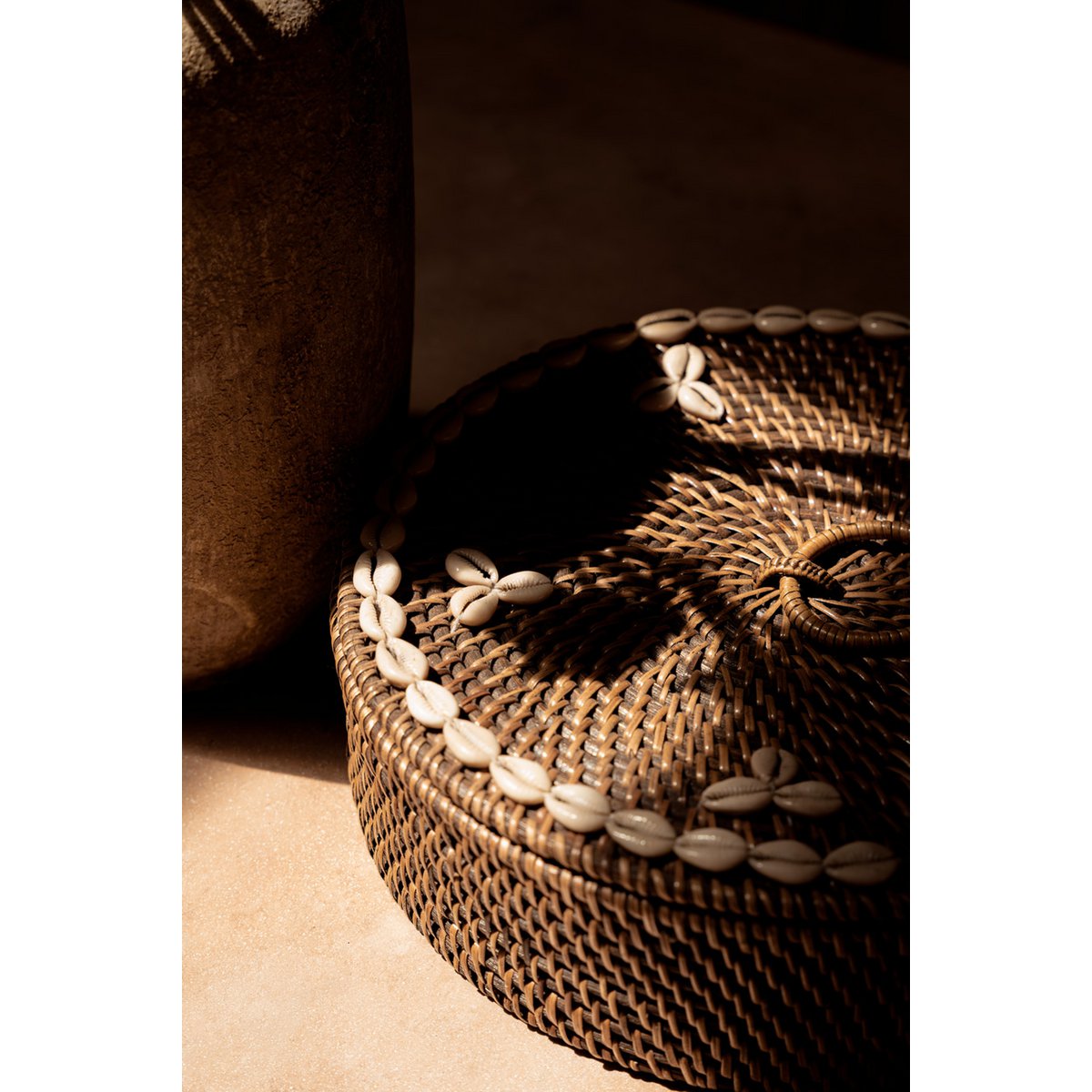Rattan ruminddelt kurv, naturlig brun