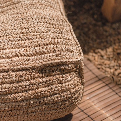 Raffia puf PADAR 55 × 55 cm - kokosfiber & bomuld