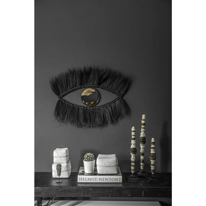 Spiegel mit Grasrahmen, schwarz, 100 × 60 cm – skulptural