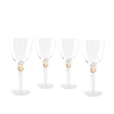Weingläser aus Glas mit gelbem Diamantfuß, 4er-Set