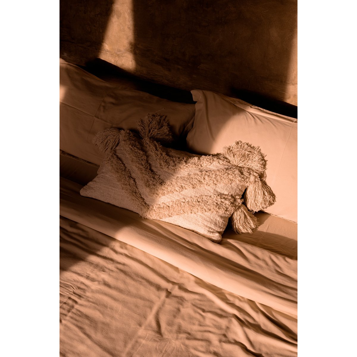 Pudebetræk i bomuld 35×60 cm – beige, fremstillet i Indonesien