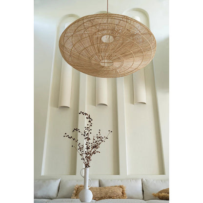 Rattanscheiben-Pendelschirm 150 cm – flaches Geflecht, Indonesien