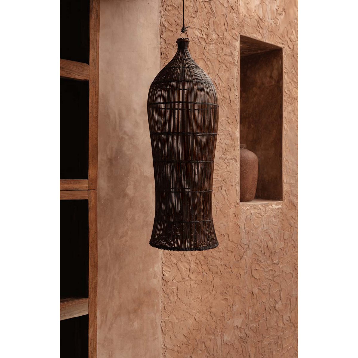 Bamboo tower pendant light 102 cm - dark walnut