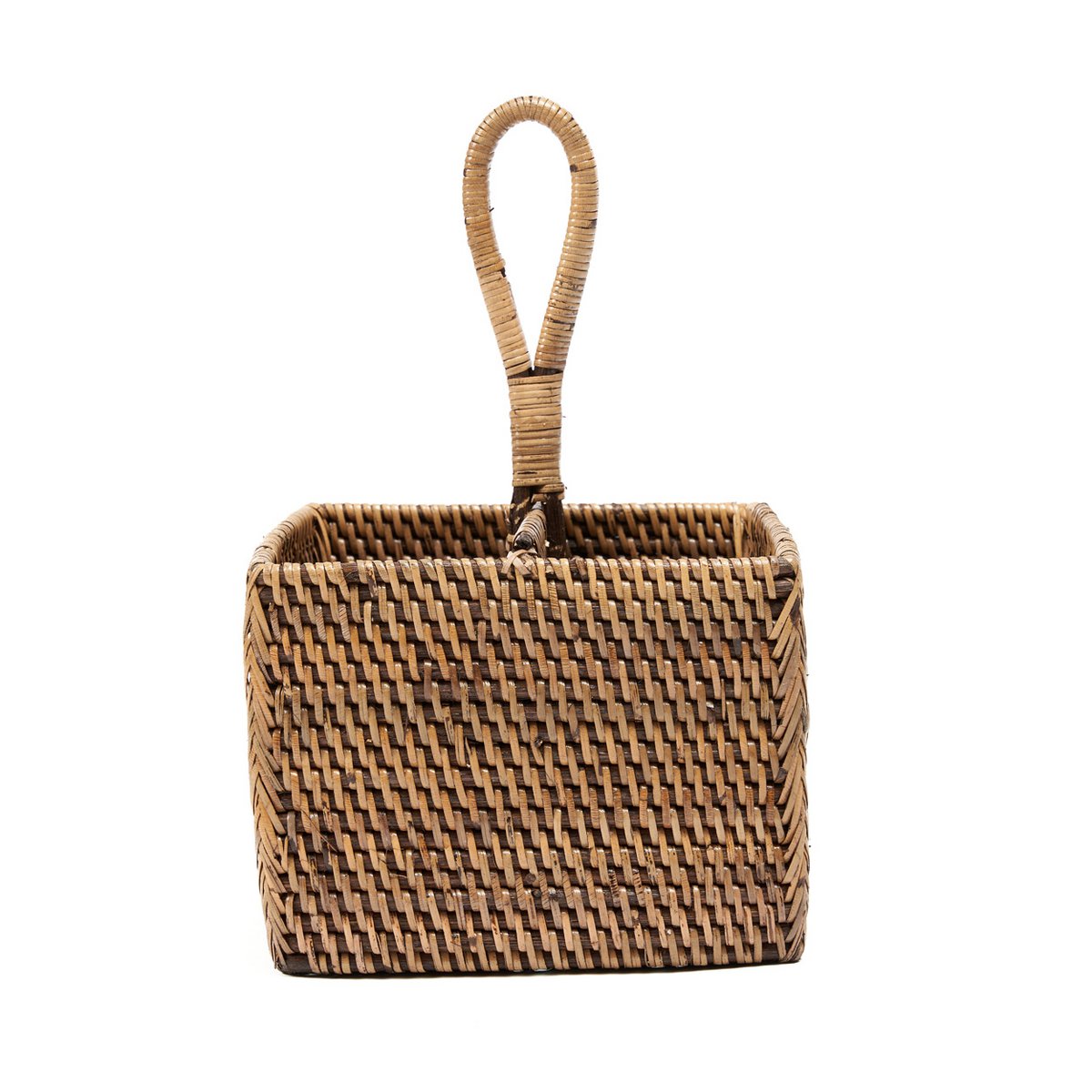 Rattan-Besteckkasten, zweiteilig – Natur Hellbraun