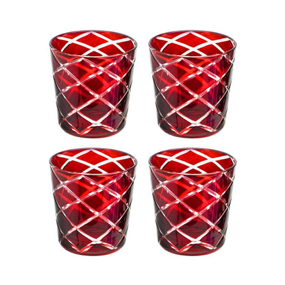 Glastassen Dio, blau & rot, 4er-Set – H 8 cm