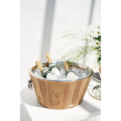 Teak and stainless steel champagne cooler Santiago, 23 cm - polished