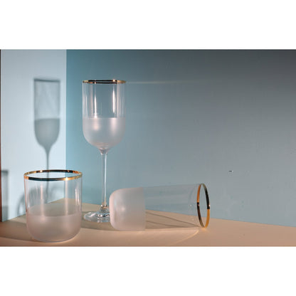 Glass water glasses with gold trim - set of 6