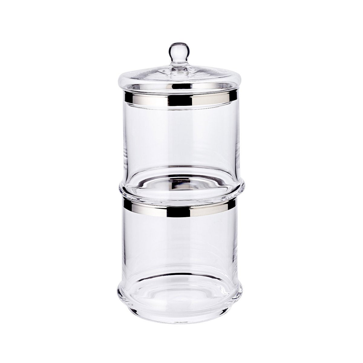 Handgeblasene Glasdose Lia, 29cm mit Deckel – Platinrand