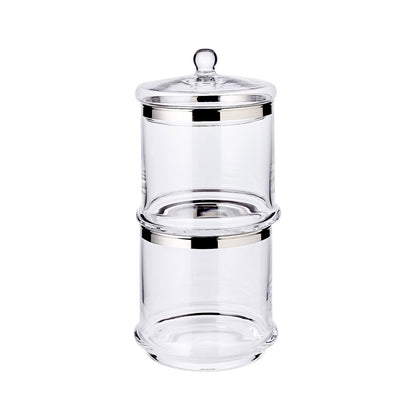 Handgeblasene Glasdose Lia, 29cm mit Deckel – Platinrand